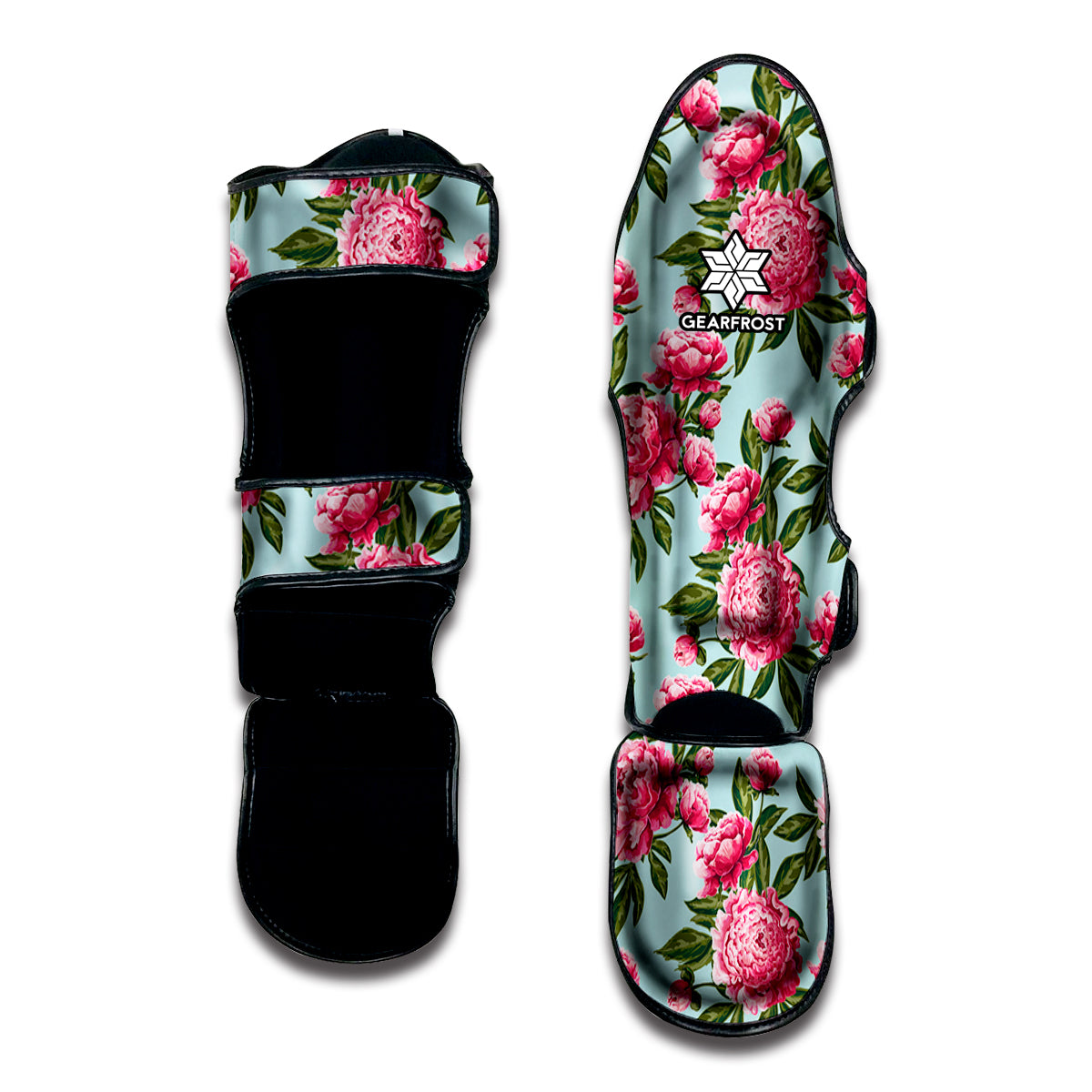 Pink Peony Pattern Print Muay Thai Shin Guard