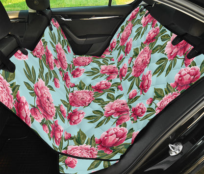 Pink Peony Pattern Print Pet Car Back Seat Cover