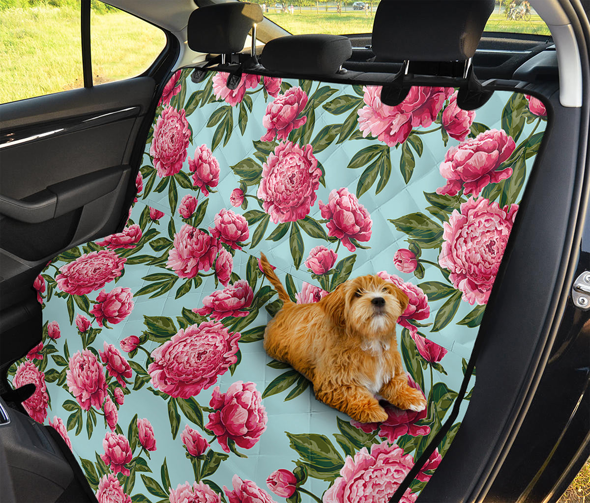 Pink Peony Pattern Print Pet Car Back Seat Cover