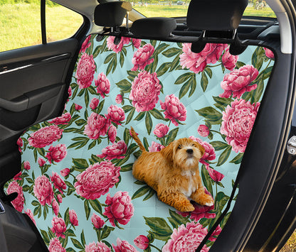 Pink Peony Pattern Print Pet Car Back Seat Cover