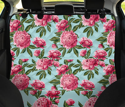 Pink Peony Pattern Print Pet Car Back Seat Cover