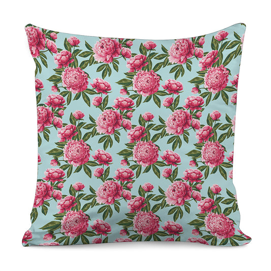 Pink Peony Pattern Print Pillow Cover