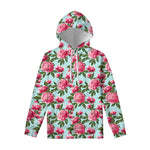 Pink Peony Pattern Print Pullover Hoodie