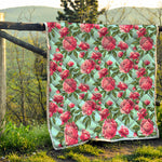 Pink Peony Pattern Print Quilt