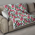 Pink Peony Pattern Print Quilt