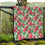 Pink Peony Pattern Print Quilt