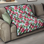 Pink Peony Pattern Print Quilt