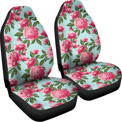 Pink Peony Pattern Print Universal Fit Car Seat Covers