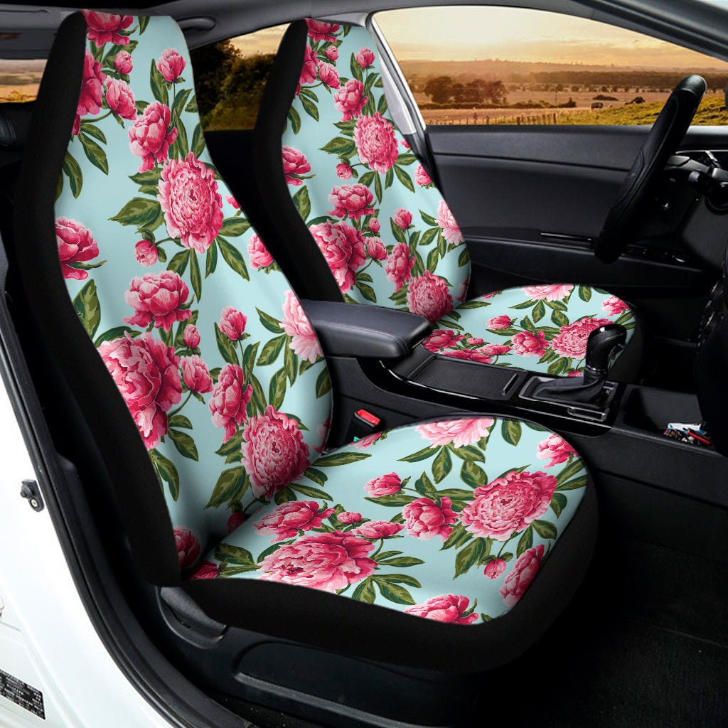 Pink Peony Pattern Print Universal Fit Car Seat Covers