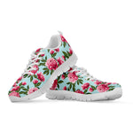 Pink Peony Pattern Print White Sneakers