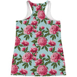 Pink Peony Pattern Print Women's Racerback Tank Top