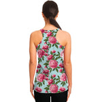 Pink Peony Pattern Print Women's Racerback Tank Top