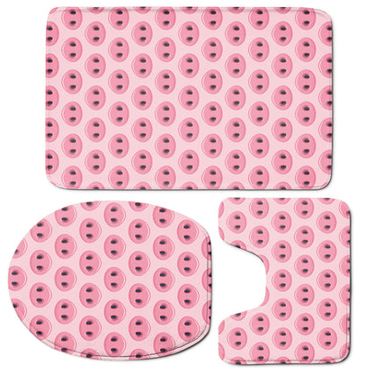 Pink Pig Nose Pattern Print 3 Piece Bath Mat Set