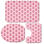 Pink Pig Nose Pattern Print 3 Piece Bath Mat Set