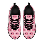 Pink Pig Nose Pattern Print Black Sneakers