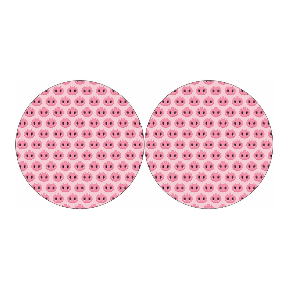 Pink Pig Nose Pattern Print Car Coasters