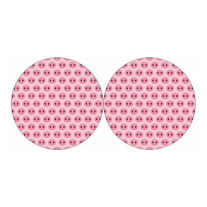 Pink Pig Nose Pattern Print Car Coasters