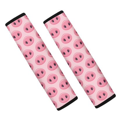 Pink Pig Nose Pattern Print Car Seat Belt Covers