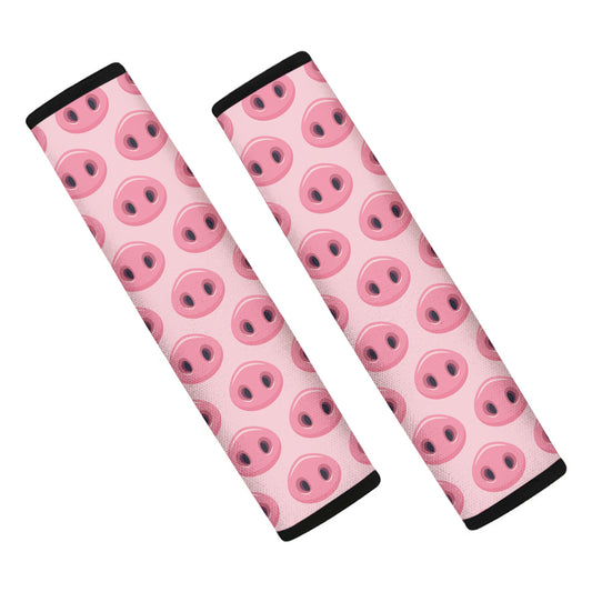 Pink Pig Nose Pattern Print Car Seat Belt Covers