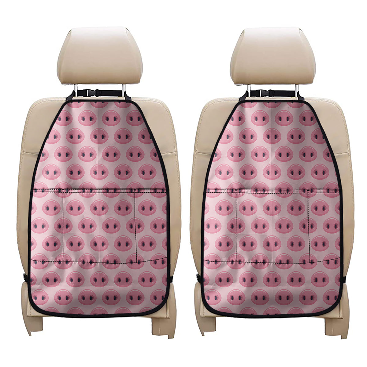 Pink Pig Nose Pattern Print Car Seat Organizers