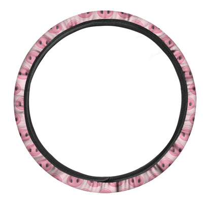 Pink Pig Nose Pattern Print Car Steering Wheel Cover