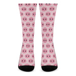Pink Pig Nose Pattern Print Crew Socks