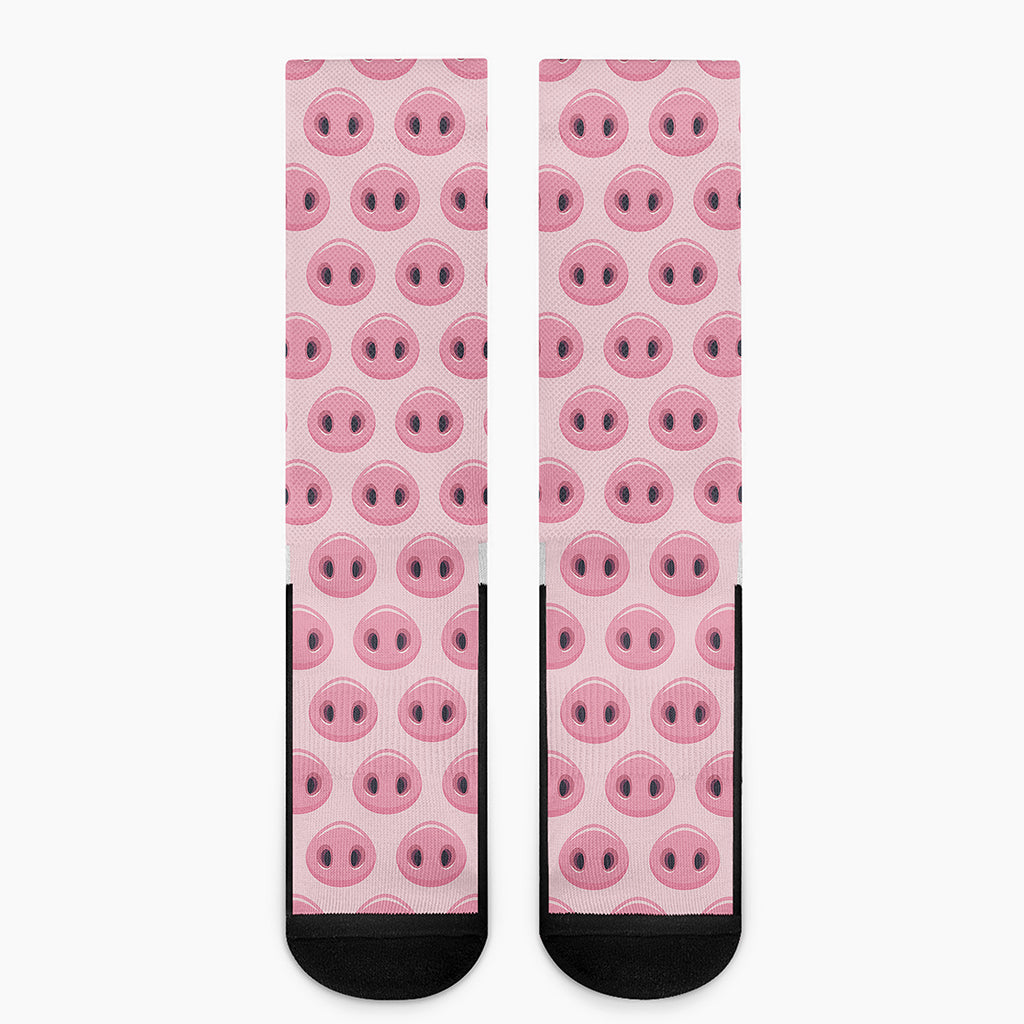 Pink Pig Nose Pattern Print Crew Socks