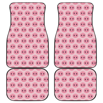 Pink Pig Nose Pattern Print Front and Back Car Floor Mats
