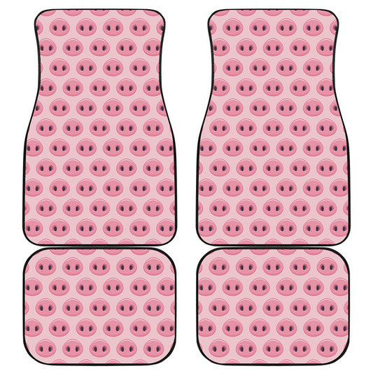 Pink Pig Nose Pattern Print Front and Back Car Floor Mats