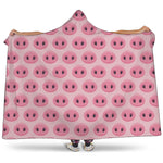 Pink Pig Nose Pattern Print Hooded Blanket