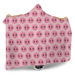 Pink Pig Nose Pattern Print Hooded Blanket