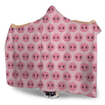 Pink Pig Nose Pattern Print Hooded Blanket