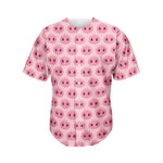 Pink Pig Nose Pattern Print Men's Baseball Jersey