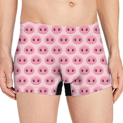 Pink Pig Nose Pattern Print Men's Boxer Briefs