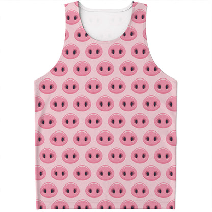Pink Pig Nose Pattern Print Men's Tank Top