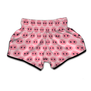 Pink Pig Nose Pattern Print Muay Thai Boxing Shorts