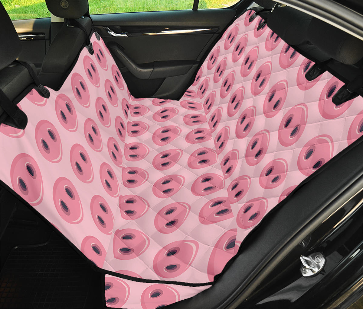 Pink Pig Nose Pattern Print Pet Car Back Seat Cover