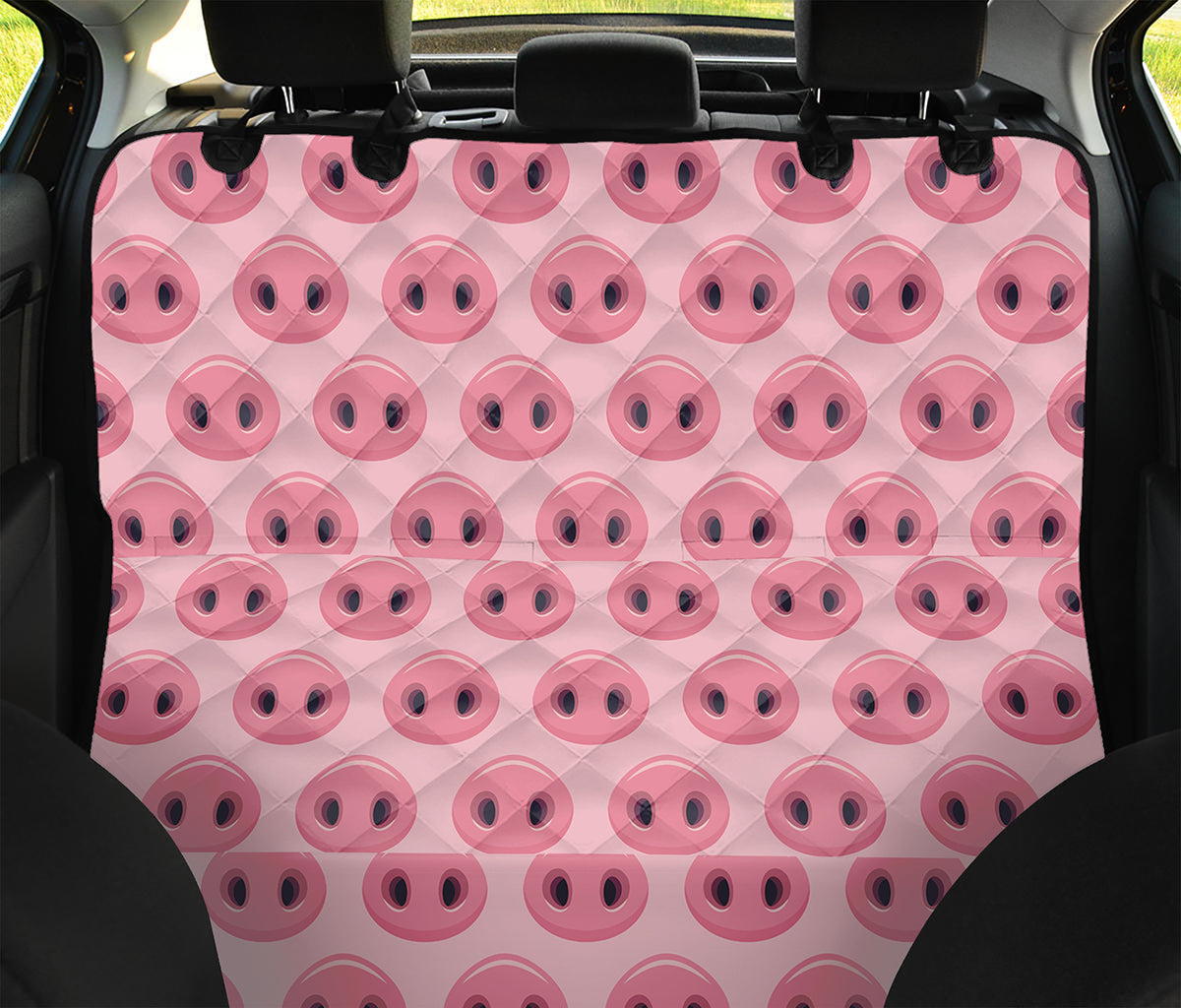 Pink Pig Nose Pattern Print Pet Car Back Seat Cover