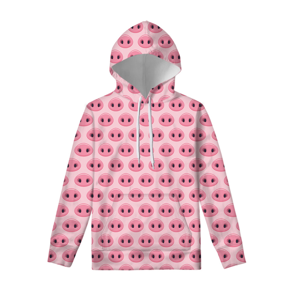 Pink Pig Nose Pattern Print Pullover Hoodie