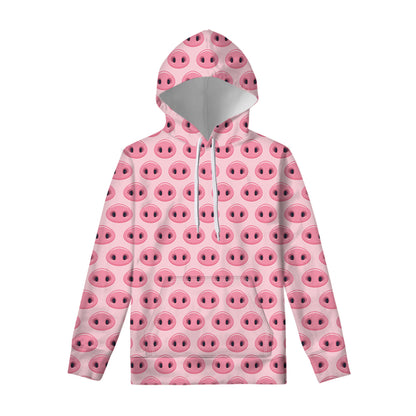 Pink Pig Nose Pattern Print Pullover Hoodie