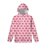 Pink Pig Nose Pattern Print Pullover Hoodie