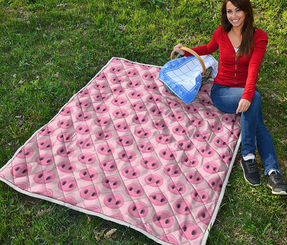 Pink Pig Nose Pattern Print Quilt