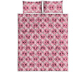 Pink Pig Nose Pattern Print Quilt Bed Set