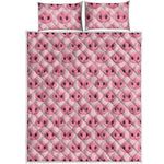 Pink Pig Nose Pattern Print Quilt Bed Set