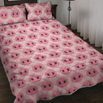 Pink Pig Nose Pattern Print Quilt Bed Set
