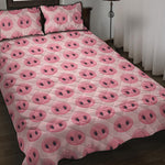 Pink Pig Nose Pattern Print Quilt Bed Set