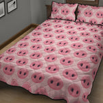 Pink Pig Nose Pattern Print Quilt Bed Set