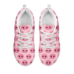 Pink Pig Nose Pattern Print White Sneakers
