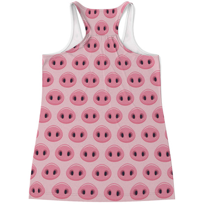 Pink Pig Nose Pattern Print Women's Racerback Tank Top