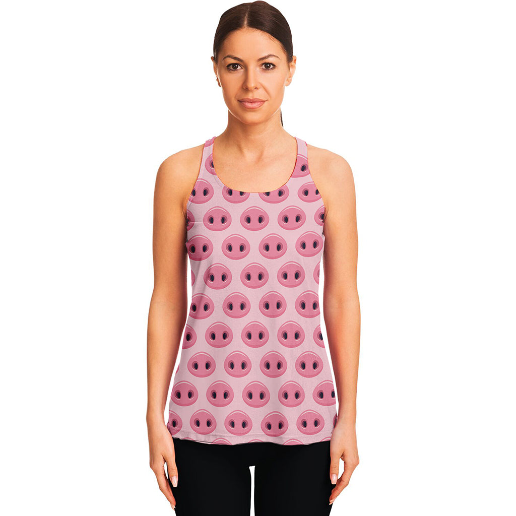 Pink Pig Nose Pattern Print Women's Racerback Tank Top